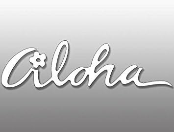 Amazon マグネットホワイトビニールalohaマグネット ウィンドウデカールロゴハワイ島hi サイズ 2 5 X 9インチ ステッカー デカール 車 バイク