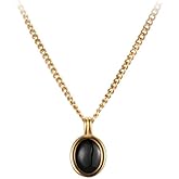 VICHILL 18K Gold Plated Gemstone Women Pendant Necklace Dainty Link Chain Necklaces for Women Ruby Amber Gemstone Pendants