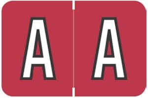 Doctor Stuff - File Folder Labels, Alphabet Letter A, Barkley/Sycom FABKM - BRAM Series Compatible Alpha Stickers, Red, 1" x 1-1/2", 126 Labels/Package