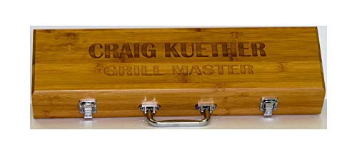 Personalized BBQ Set Customized Barbecue Tools Bamboo Presentation Case, Grill Master, Birthday, Housewarming Gift