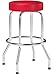 Richardson Seating Backless Swivel Bar Stool with Chrome Frame and Seat, Red, 24