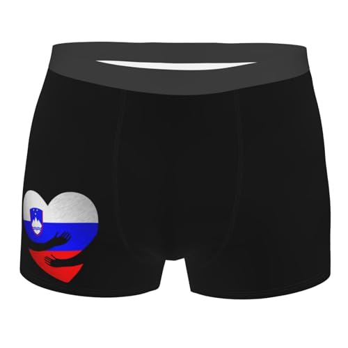 Slovenia Slovene Slovenian Flag Heart Men'S Boxer Briefs Underwear Breathable Boxer Briefs For Man Quick Dry Stretch Athletic Swimsuit Trunks Xx-Large