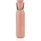 LocknLock Metro Tumbler Stainless Steel Vacuum Insulated Double Cap Travel Mug - Water Coffee Cup w/Hand Strap for Home, Office, Outdoor Works Great for Cold Drinks and Hot Beverages (Pink, 24oz)