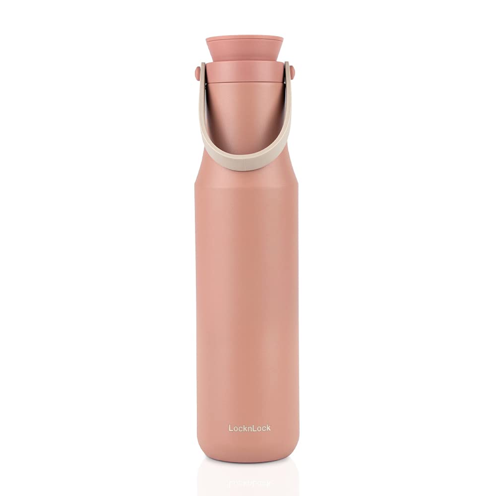 LocknLock Metro Bottle Double-Wall Insulated Stainless Steel with Silicone Handle, 24 oz, Pink