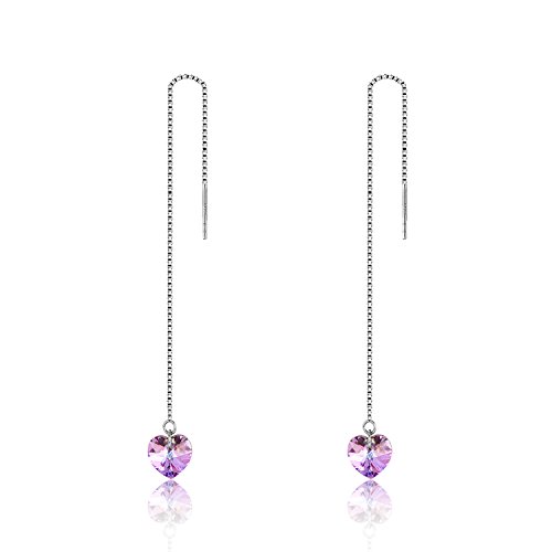 22&Co. 925 Sterling Silver Dangle Earring with Ocean Blue Swarovski Crystal