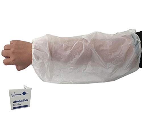 200 PCS-(18" Length) EZ-5 Disposable Arm Sleeves Covers, Painting, Repair, Cleaning, Tattoo, Showers, Waterproof Protector- Starryshine Alcohol Pads Included