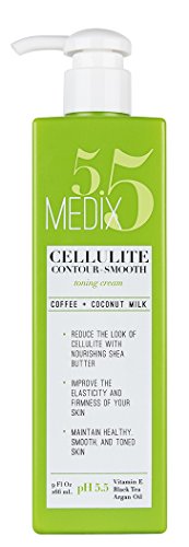 Medix 5.5 Cellulite Cream with Coffee Bean and Coconut Milk and Argan Oil. Cream for stretch marks and cellulite. Contour + Smooth Toning Cream . 9oz.