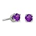 14k Petite White Gold 3 mm Round Genuine Amethyst Stud Earrings