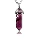 Amandastone Natural Purple Fluorite Gemstone Hexagonal Pointed Reiki Chakra Pendant Necklace 19 Inch