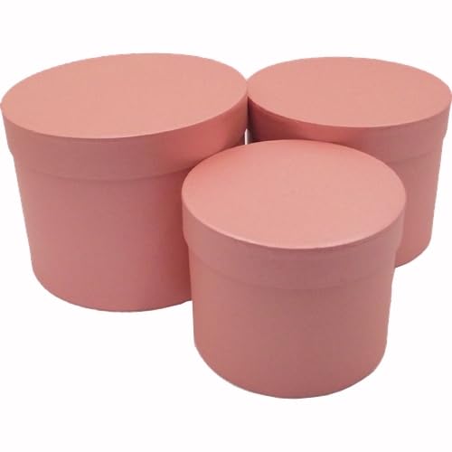 INERRA Flower Hat Boxes Florist Box Vase - Set of 3 (Pink)