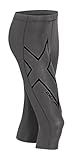 2XU Mens Hyoptik 3/4 Compression Tights, Steel/black Reflective, Medium