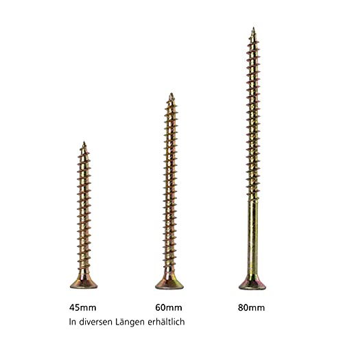DÜNA Holzschrauben, Spanplattenschrauben, Senkkopfschrauben, verzinkt, ab 30 mm, 25 Stück – Bild 3