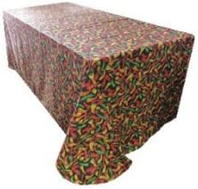 ArtOFabric Decorative Cotton Tablecloth in Chili Peppers on Black Print 59x90"