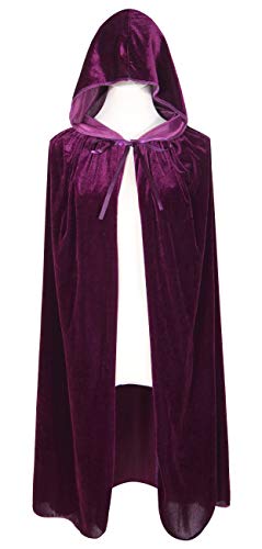 BIGXIAN Kids Hooded Velvet Cloak Halloween Christmas Fancy Cape for Kids (Purple)