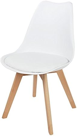 Amazon De Buri Schalenstuhl Weiss Esszimmerstuhl Gepolstert Retro Sessel Kuchenstuhl Schalensitz