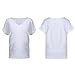 Kumer Women's Summer Loose Fit Roll Over Short Sleeve Lightweight Top Tee V Neck Casual T-Shirt