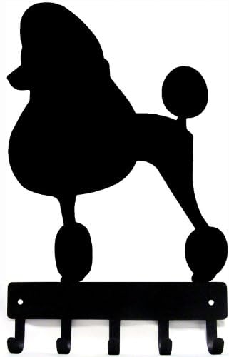 Poodle Key Rack/ Dog Leash Hanger with 5 hooks - Large 9 inch wide