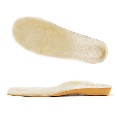 Wool Insoles with Arch Fit Soles Sheepskin Shoe Inserts Replacement Universal for Women Men Boots Cozy, XS
