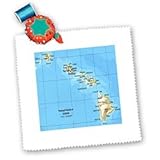 3dRose LLC Map of Hawaiian Islands 10 by 10-Inch Quilt, Square