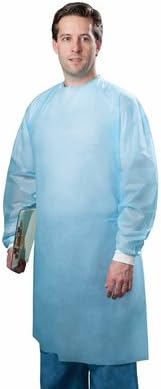 Tronex 5800CHEMO25 Multilayer Spunbond Chemo Gown, SMMS, Knitted Cuff, Fluid-Impervious, Unisize (Pack of 50)