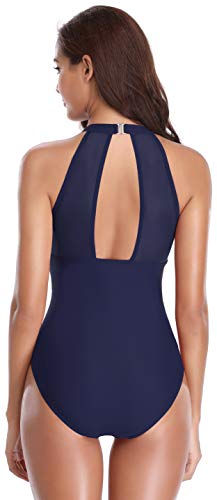 SHEKINI Damen Einteiliger Badeanzug Retro Masche-Design Rückenfrei Verstellbar Slim Bademode Einteiliger Badeanzüge für… – Bild 3