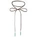 Bridalvenus Brown Gothic Lace Velvet Wrap Choker Necklace, Long Adjustable Clavicle Choker with Pendant for Women and Girls
