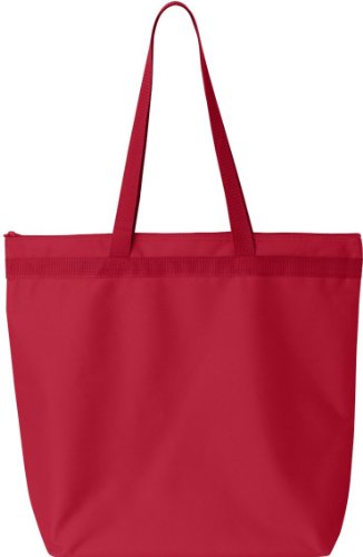 Liberty Bags Recycled Large Tote With Zipper (Red) (One)