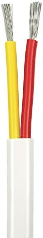 18/2 AWG UL 1426 (The Real Thing) Duplex Flat Marine Wire - Tinned Copper Boat Cable - Red/Yellow - 100 Feet - White PVC Jacket