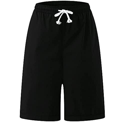 Knit Drawstring Bermuda Shorts for Women Soft Summer Knee Lenght