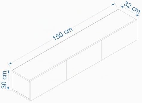 Stylish TV Stand, 150 cm Wide, White & Atlantic Pine | 100% Melamine Coated Chipboard, 30 cm Height, 32 cm Depth | Modern Design for Living Room & Entertainment Spaces