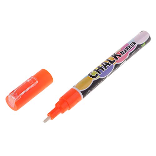 Prettyia Fluorescent Highlighter Liquid Chalk Marker Pen Erasable LED Writing Board Window Glass Pen Reversible Round and Chisel Nib Neon Color Pens - 3mm Tips - Orange