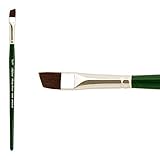 Silver Brush 2506S-038 Ruby Satin Short Handle Synthetic Brush, Angular, 3/8-Inch