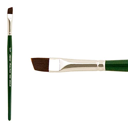 Silver Brush 2506S-038 Ruby Satin Short Handle Synthetic Brush, Angular, 3/8-Inch