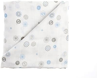 BABY SENSE Silky Soft Receiver Muslin Blanket | Stretchy Breathable Bamboo & Cotton (Blue)