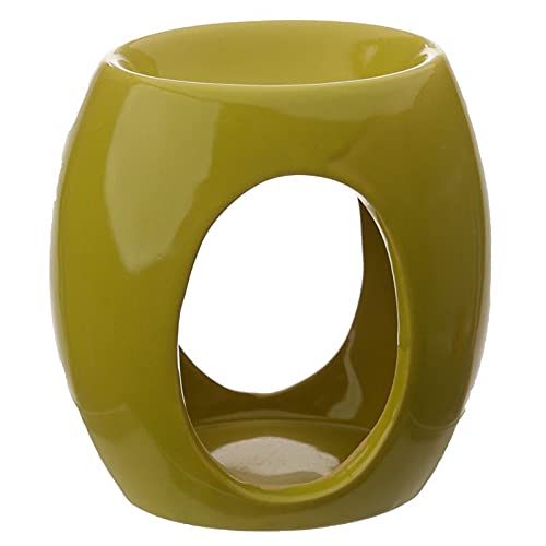 JJA Wax Melt Burner, Eden Abstract Oval Cut Out Design, Essential Aroma Oil and Wax Melts Tea Light Holder Scented Diffuser Suitable for Home, Office, Living Room, Aromatherapy Gifts (Yellow)