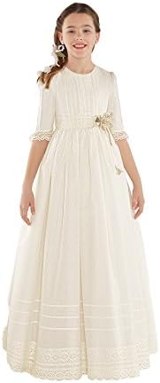 Dobelove Girl's Ball Gown Half Sleeves First Communion Flower Girl Dress