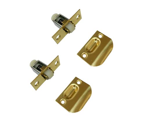 QCAA Solid Brass Roller Catch, Polish Brass, Made in Taiwan, 2 Pack