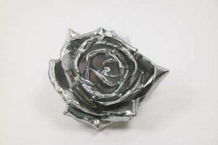 INNA Glas - Set 72 x Wachsrose, grau-Silber, Ø 10 cm - Deko Rosenköpfe/Künstliche Blüten