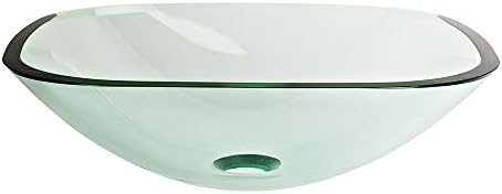 GotHobby Contemporary Square Bowl Clear Tempered Glass Vessel Sink Bathroom Vanity Basin