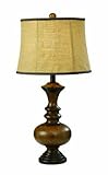 Set of 2 Tiberus Dark Brown Curvy Table Lamps with Tan Burlap Shades