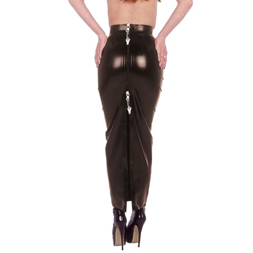 Lockable PVC Shiny High Waist Hobble Skirts Sissy