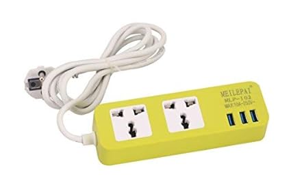 Wishpool Extension Socket Plug with 3 USB Port (Green)