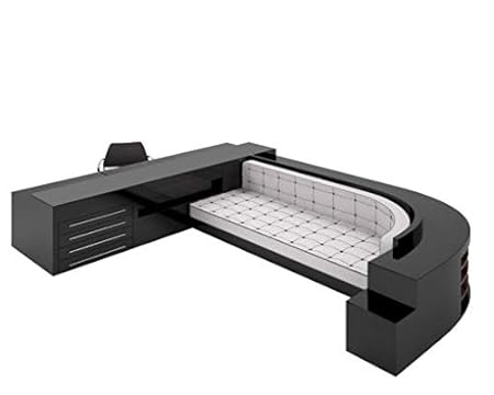 OAM Large Black Lacquer Desk Sofa Combination