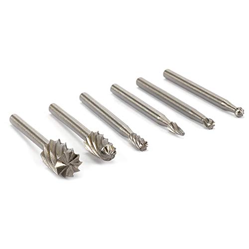 6Pcs HSS Flute Straight End Mill Cutter Set Single Cut Burr Bits Rotary Files for Woodworking Electric Tool