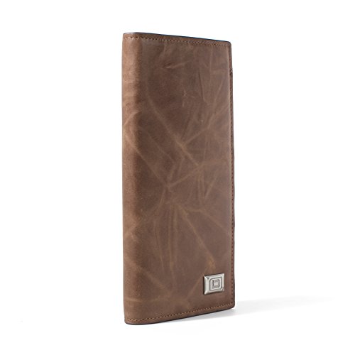 RFID Wallet for Checkbook - Western Design - Excellent Quality Leather - Blocks Electronic Pickpocketing - Natural Brown