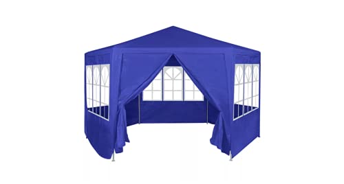 Festzelt mit 6 Seitenwänden Gartenbauten Pavillons und Partyzelte stabil Blau 2x2 m – Bild 7