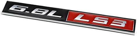 Metal Emblem Decal Logo Trim Badge 6.8L LS3 Black & Red
