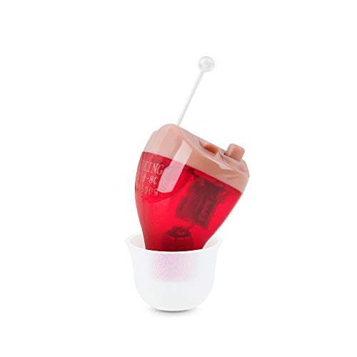 TKING Digital Hearing Amplifier for Adults,Fit Both Right and Left Ear (Red, Battery Type)
