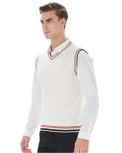 Mens Casual Slim Fit Soft V-Neck Sweater Vest Thermal Knitted Sleeveless Sweater