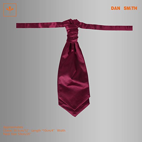 Red Ascot Cravat Tie For Men Satin Solid PreTie For Mend Classic Ascot Scarf Fashion Dan Smith C.C.AQ.L.001 Wine Red
